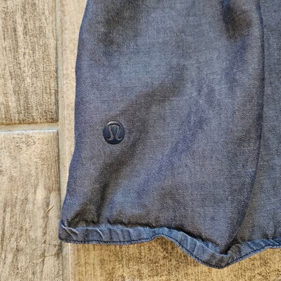 Lululemon Tank Top Womens Size S Open Back Blue Chambray Racerback High Neck - Picture 7 of 7